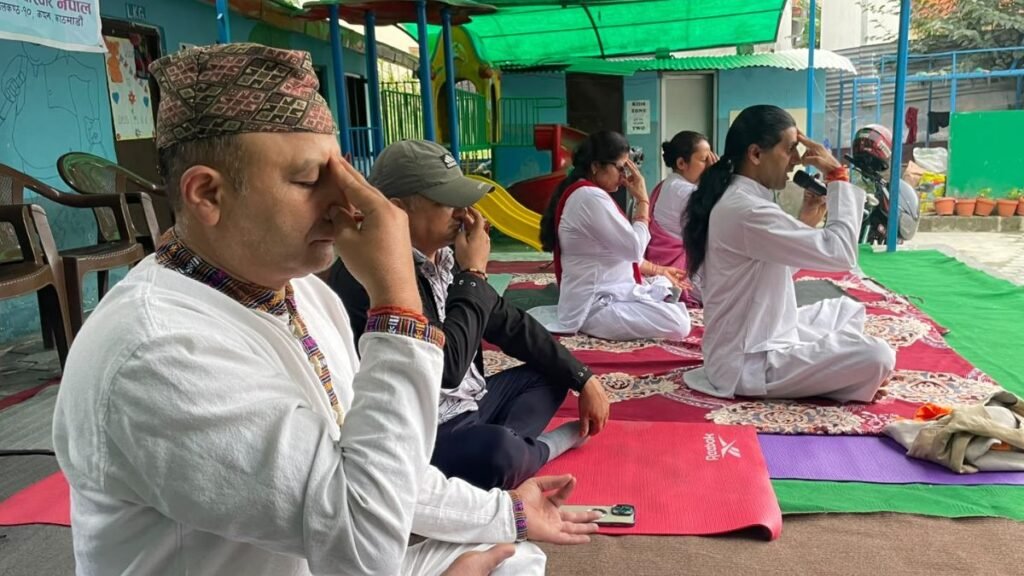 yoga session by yoga premi pariwar nepal team